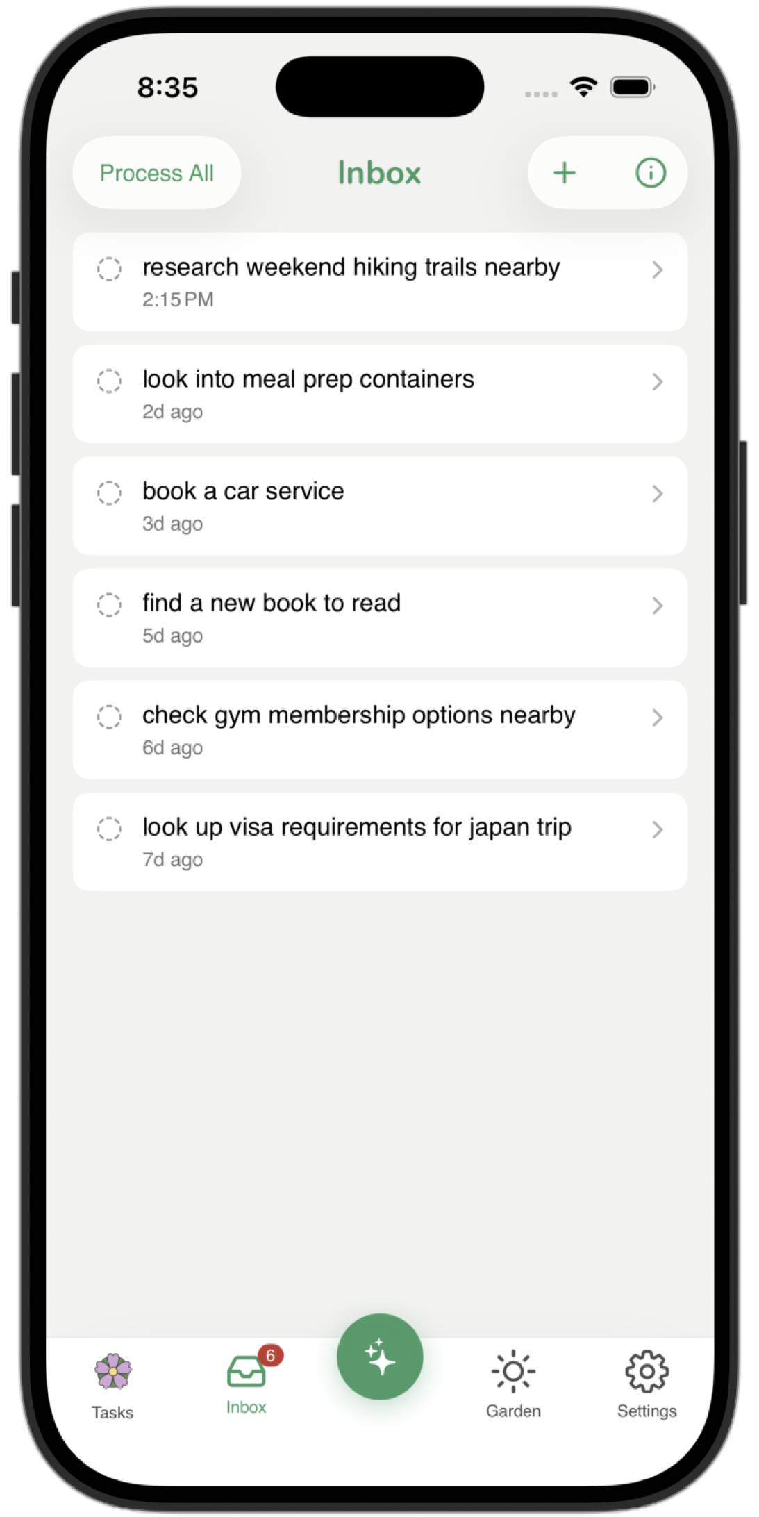 Inbox — capture thoughts instantly before they disappear